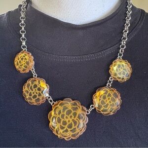 Elegant Yellow Floral Necklace and matching earrings